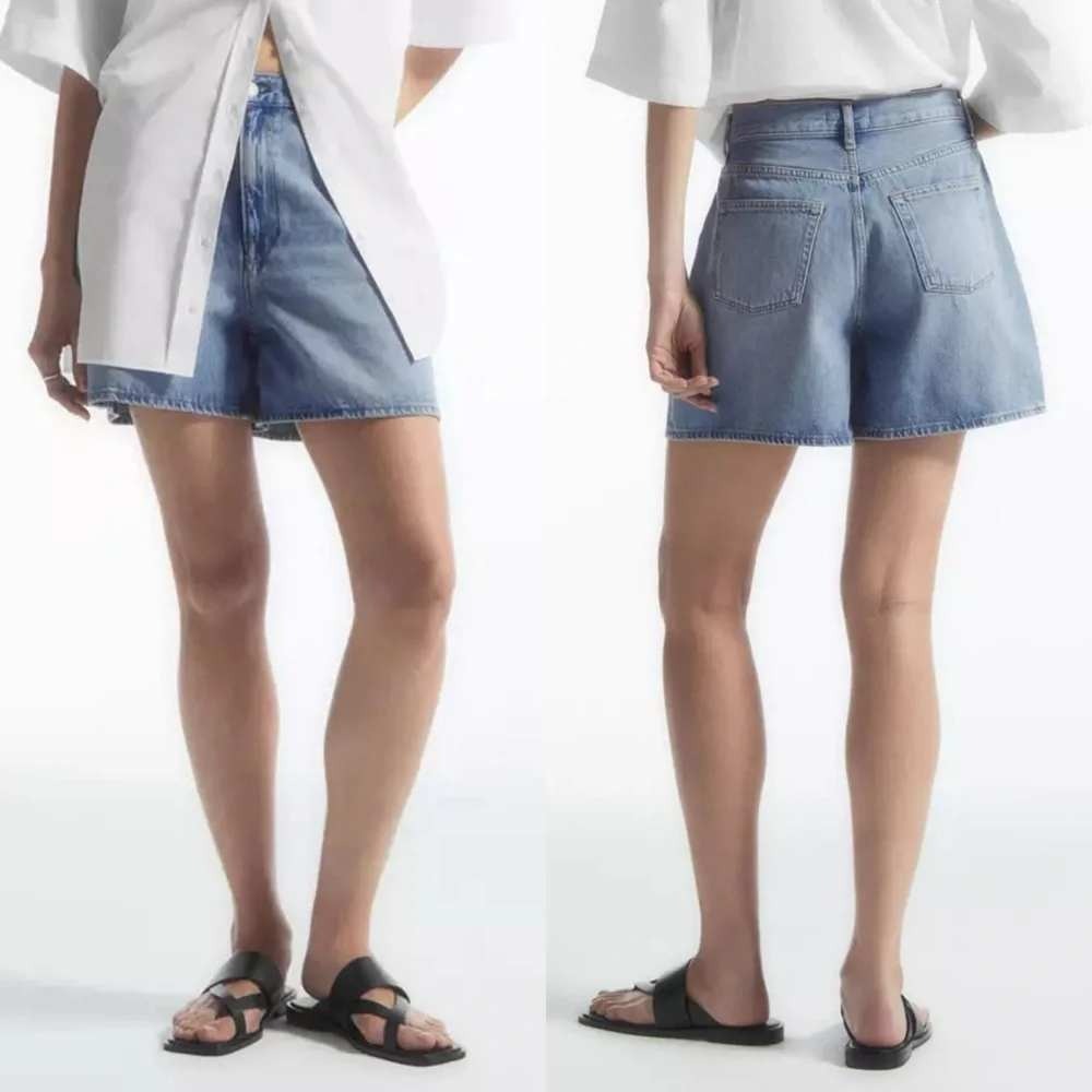 COS Womens High Rise Denim Shorts Light Blue Wash 100% Cotton Size 27